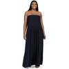 24seven Comfort Apparel Plus Size Pleated A Line Strapless Maxi Dress With Pockets - 4 of 4