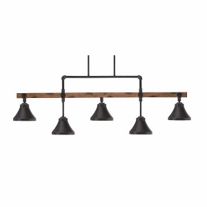 Toltec Lighting Portland 5 - Light Island Pendant Light in  Dark Granite with 7" Dark Granite Cone Metal Shade Shade - 1 of 1