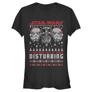 Juniors Womens Star Wars Ugly Christmas Lack Of Cheer Disturbing T-Shirt - 1 of 4