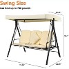 Acekool 3-Person Patio Swing - White Outdoor Chair with Adjustable Canopy - 2 of 4