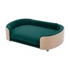 Gulches Scandinavian Style Large Dog Pet Sofa with Solid Wood Legs, Curved Wooden Back, Velvet Cushion in Green - 4 of 4