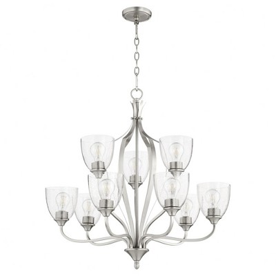 Quorum Lighting Jardin 9-Light Chandelier, Satin Nickel, 30 Width, 28 Height