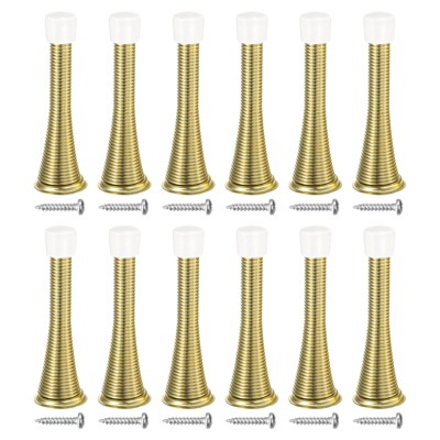Unique Bargains Spring Steel Thickened Rubber Head Anti-Rust Plating Flexible Door Stop 12 Pcs