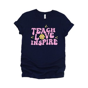 Simply Sage Market Women's Teach Love Inspire Flowers Short Sleeve Graphic Tee - 1 of 4