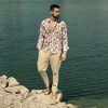 Campus Sutra Men Men's Pale Yellow & Mocha Brown Abstract Block Shirt - 3 of 3
