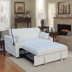 Modern Loveseat Futon Sofa Couch w/Polyesterllout Bed,Small Love Seat Lounge Sofa with adjustable Reclining Backrest,Toss Pillows - 1 of 1