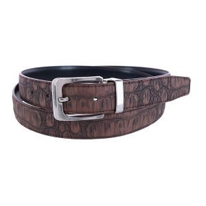 CTM Leather Matte Reversible Croc Print Clamp on Buckle Belt - 1 of 4
