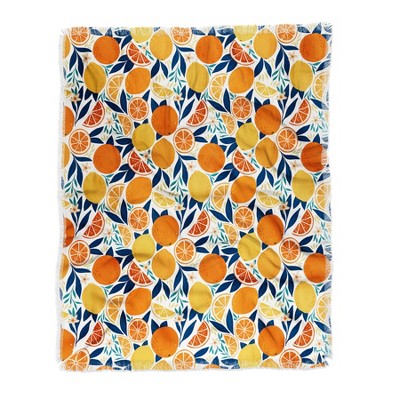 Avenie Citrus Fruits Blue Woven Throw Blanket - Deny Designs