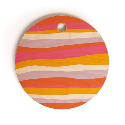 13" Wood Sunshine Canteen Cali Beach Stripes Cutting Board - society6
