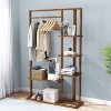Artloge 40" Tall Freestanding Bamboo Garment Rack with Storage Shelves & Top Hanging Rod for Bedroom Laundry Room Organization - 2 of 4