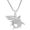 Steeltime Men's stainless steel and simulated diamonds shark pendant. Color Options: Silver, Gold - 2 of 4