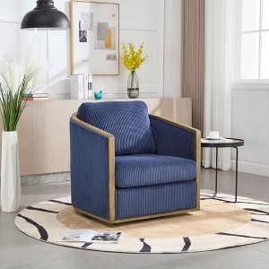 Deep-Seated Comfort: Corduroy Swivel Barrel Chair - 1 of 4