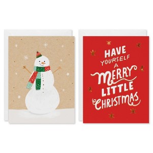 10ct Blank Christmas Cards Boxed with Envelopes 'Snowman and Have a Merry Christmas' - 1 of 4