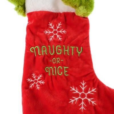 Dr Seuss Green and Red 20" 3D Plush Christmas Stocking