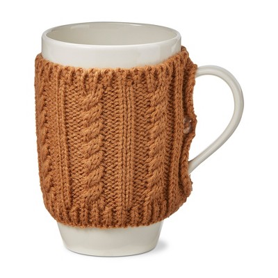 tagltd Warm Wishes Sweater Mug Chestnut Covered Bone China Dishwasher Safe Mug, 18.0 oz