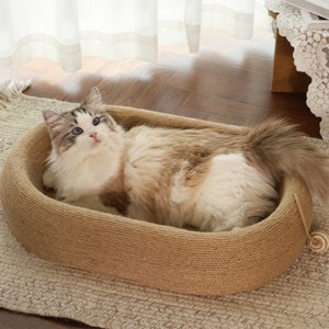 Boersma Large Sisal Cat Scratching Bed – One-Piece Durable Cat Basin with Toy Ball, Wear-Resistant Concave Design for Scratching & Sleeping - 1 of 4