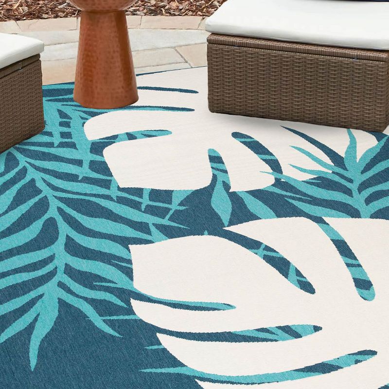 Modern Oversized Tropical Leaves Coastal Indoor Outdoor Area Rug by Blue Nile Mills, 5 of 7