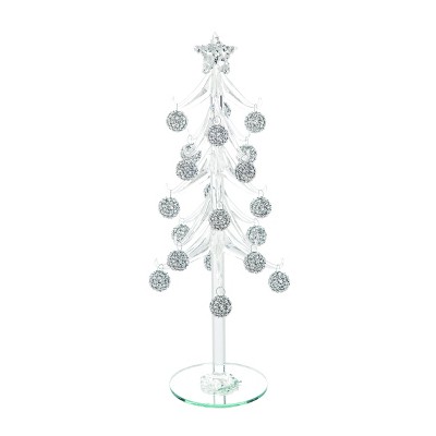 Transpac Glass 11 in. Silver Seasonal Glitzy Trinket Tree Decor