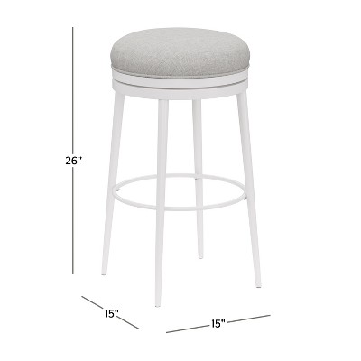 Aubrie Swivel Backless Counter Stool in Off-White and Silver