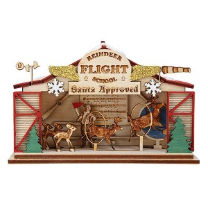 Old World Christmas Ginger Cottages Wooden Ornament for Christmas Tree, Reindeer Flight School - 1 of 3