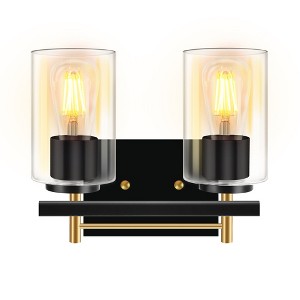 DAKAFUL Modern Bathroom Vanity Light, Vanity Fixture with Black+Gold/Silver Frame&Clear Glass Shade, Wall Light for Mirror, Bedroom, Bathtub Area - 1 of 4
