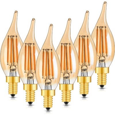 Runesay Dimmable E12 Candelabra LED Light Bulbs 4W Type B Amber Flame Tip Vintage Chandelier Bulbs Equal to 40Watt Incandescent, 6 Pack