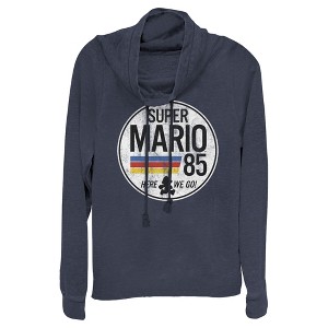 Juniors Womens Nintendo Super Mario Retro Rainbow Ring Cowl Neck Sweatshirt - 1 of 3