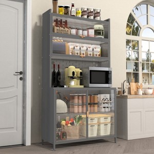 Hrinhom 73" H Tall Kitchen Pantry Cabinet,Pantry Storage Cabinet with 6 Level Flip Door-Grey - 1 of 4