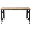Steel Workbench with Rubber Wood Top and Adjustable Height and Rolling Wheels - 3 of 4