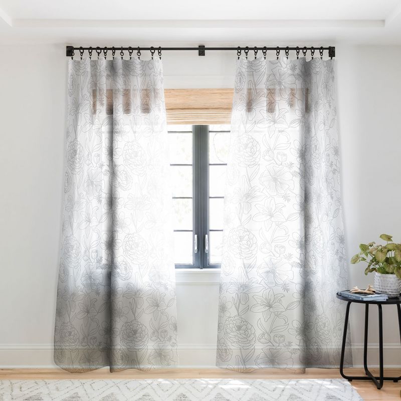 Emanuela Carratoni Line Art Floral Theme Single Panel Sheer Window Curtain - Deny Designs, 1 of 7