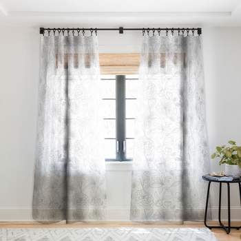Emanuela Carratoni Line Art Floral Theme Single Panel Sheer Window Curtain - Deny Designs