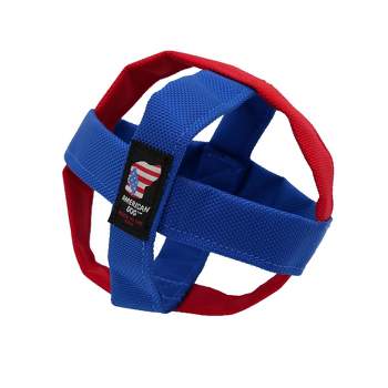 American Dog Catapult Cage - Durable Dog Toy with Catapult Action - Squeakerless, Crunchy Sound, Tough Play for Dogs - Red/Blue