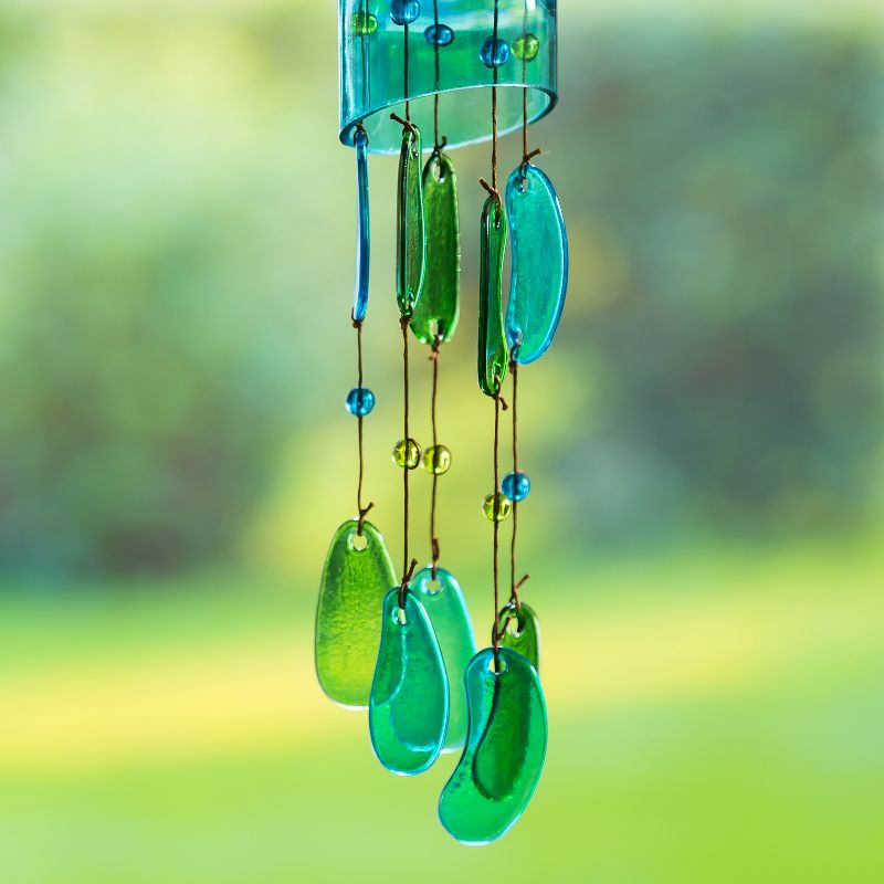 Evergreen 29"H Wind Chime, Light Blue Bottle- Fade and Weather Resistant Outdoor Decor for Homes, Yards and Gardens, 4 of 5