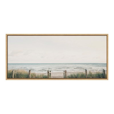 Pale Sky Coastal Skyline Canvas Print with Natural Frame
