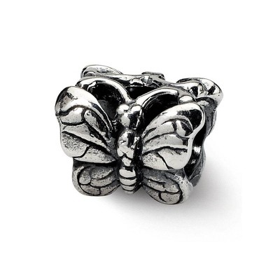 Black Bow Jewelry Sterling Silver Polished Butterfly Bead Charm