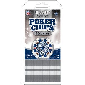 MasterPieces Casino Style 20 Piece 11.5 Gram Poker Chip Set NFL Dallas Cowboys Silver Edition - 1 of 3