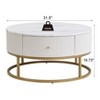 Vynxaria 31.5 Inch Modern Round Coffee Table with Drawers, Faux MarbleTable with Storage, Coffee Table for Living Room - 4 of 4
