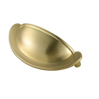 Brushed Gold Modern Cup Pull with Mounting Hardware