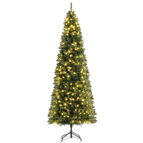 Homcom 7.5ft Tall Pre-lit Slim Douglas Fir Artificial Christmas Tree ...