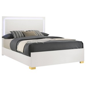Coaster Home Furnishings Marceline Bed with LED Headboard, White, Queen - 1 of 4
