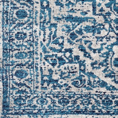 Emma Sky Blue Synthetic Fur 6'7" Square Area Rug