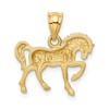 Black Bow Jewelry 14k Yellow Gold Satin & Diamond-Cut Horse Pendant, 18mm (11/16 Inch) - 3 of 4