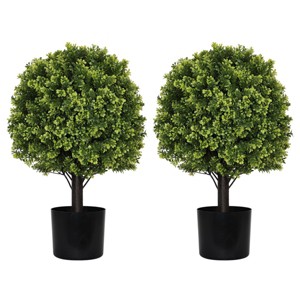 SEVOBAL Artificial Plants 22" Boxwood Ball Topiary Shrubs Set of 2 UV Resistant Faux Greenery for Outdoor Decor, Green, 11.8"*11.8"*21.6" - 1 of 4