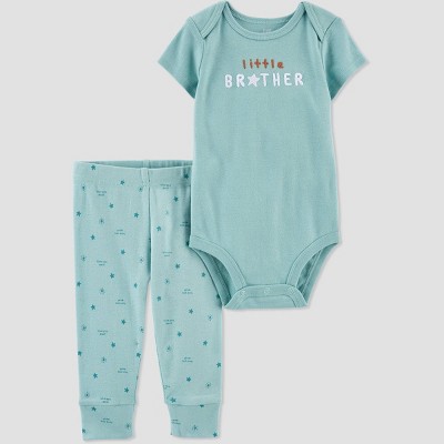 Image of Carter's Just One You® Baby Boys' 2pc 'Little Brother' Top & Bottom Set - Blue Newborn