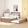 Twin Size Platform Bed With Trundle, Hollow Headboard Platform Bed, Wooden Slats Support, No Box Spring Needed, Easy Assembly - 2 of 4