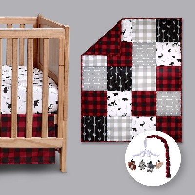 The Peanutshell Buffalo Plaid Crib Bedding Set, Woodland,  4pc to 12 Pc