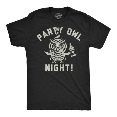 Mens Funny T Shirts Party Owl Night Sarcastic Drinking Graphic Novelty Tee For Men - Crazy Dog Men's T Shirt