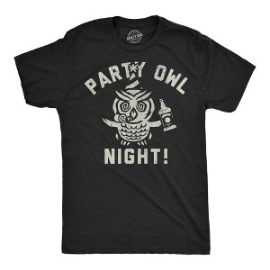 Mens Funny T Shirts Party Owl Night Sarcastic Drinking Graphic Novelty Tee For Men - Crazy Dog Men's T Shirt - 1 of 4
