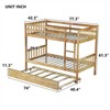 RISOKEYS Twin Over Twin Rubber Wood Bunk Bed with Trundle, Convertible into Twin Size Beds,Bunk Bed with Ladder and Safety Guardrails - 3 of 4