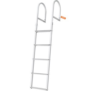VEVOR Dock Ladder, Removable 5 Steps, 500 lbs Load Capacity, Aluminum Alloy Pontoon Boat Ladder with 3.1'' Wide Step & Nonslip Rubber Mat - 1 of 4